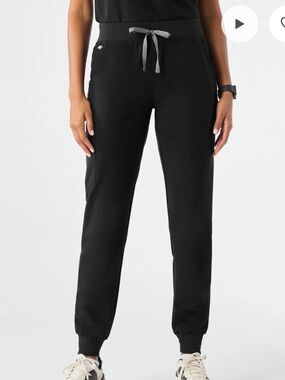 Figs Zamora Black Jogger Pants with Contrast Drawstring